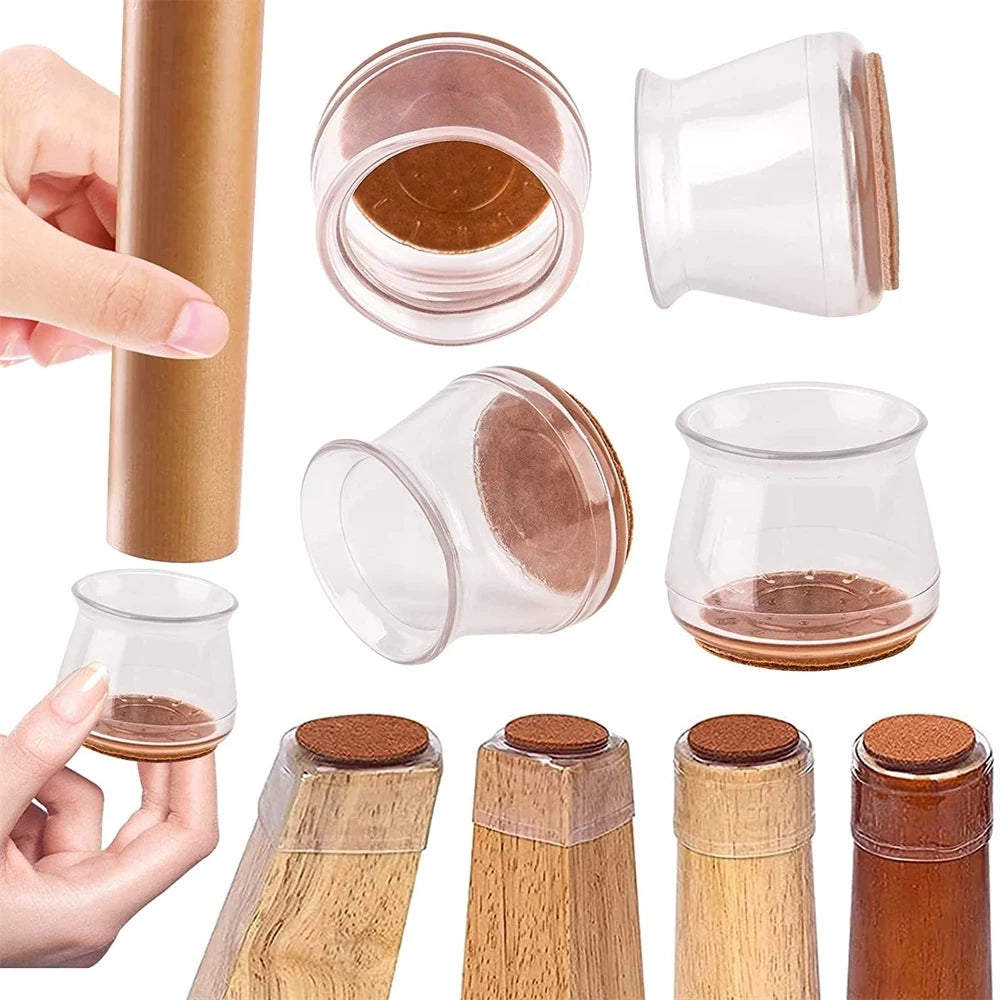 Top Sale Transparent TPE Chair Leg Protectors High Elastic Table Leg Covers with Felt Pad