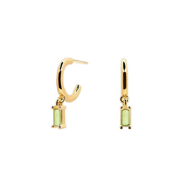 Bohemian 925 Sterling Silver Fashion Solitarie Cubic Zirconia Drop Hoop Earring