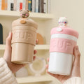 Cute Bear Design Transparent Glass Water Bottle with Leak-Proof Lid and Straw for Coffee Milk Tea Portable Cup