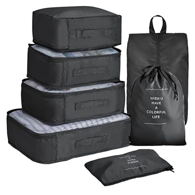 Betoyy 8Pcs Set Waterproof  Reusable Foldable  Eco Friendly Luggage Organizer  Packing Cubes Travel Bag