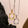 Niche Design Stainless Steel 18k Gold Plated Zircon Inlay Geometric Shell Pendant Snake Chain Necklace for Women