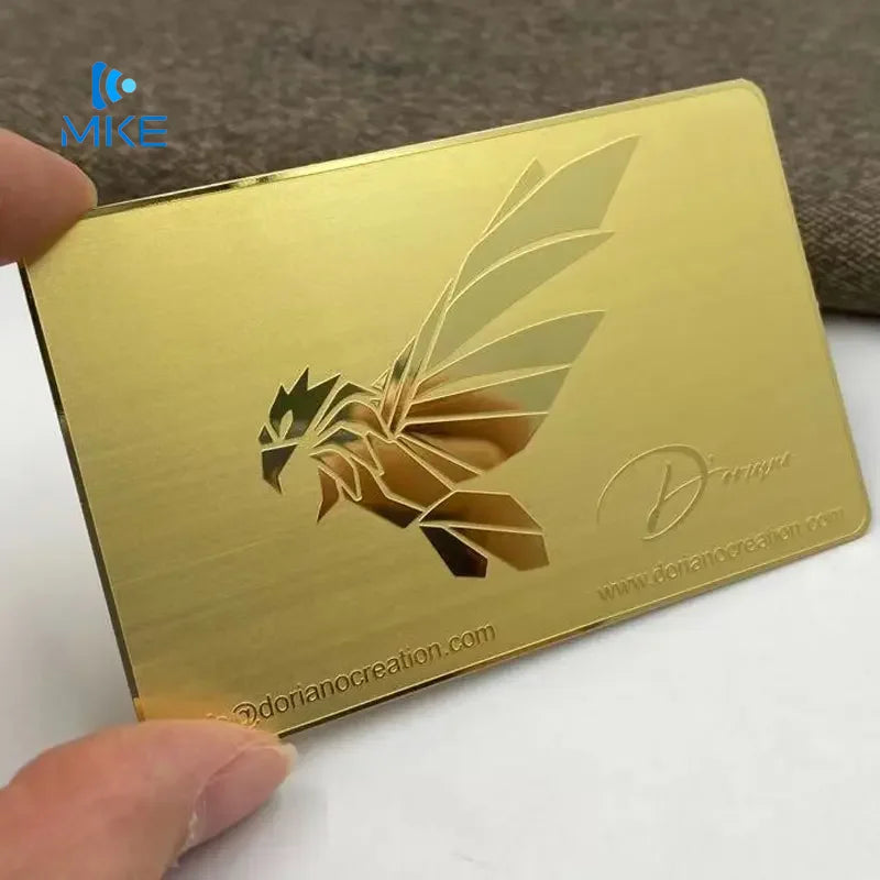 Custom Metal Card Gold Mirror Visit Metallic Business Metal Card