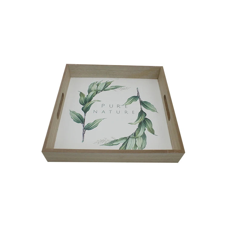 Wholesale Customized Bandeja De Madera Good Quality Wood Desk Organizer Bamboo Tray Set Wooden with Design Food Serving Tray ASW