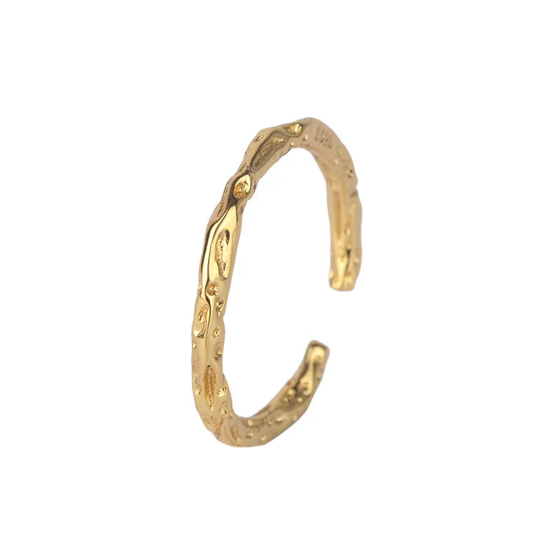 Fashion Minimalism Irregular Adjustable Gold Plating Brass Vintage Rings for Women Jewelry