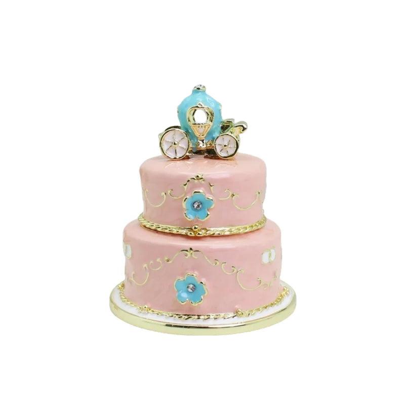 SHINNYGIFTS Two-Layer Metal Pewter Enamel Trinket Box Plated Birthday & Wedding Favor Keepsake Medal for Souvenirs & Memorabilia