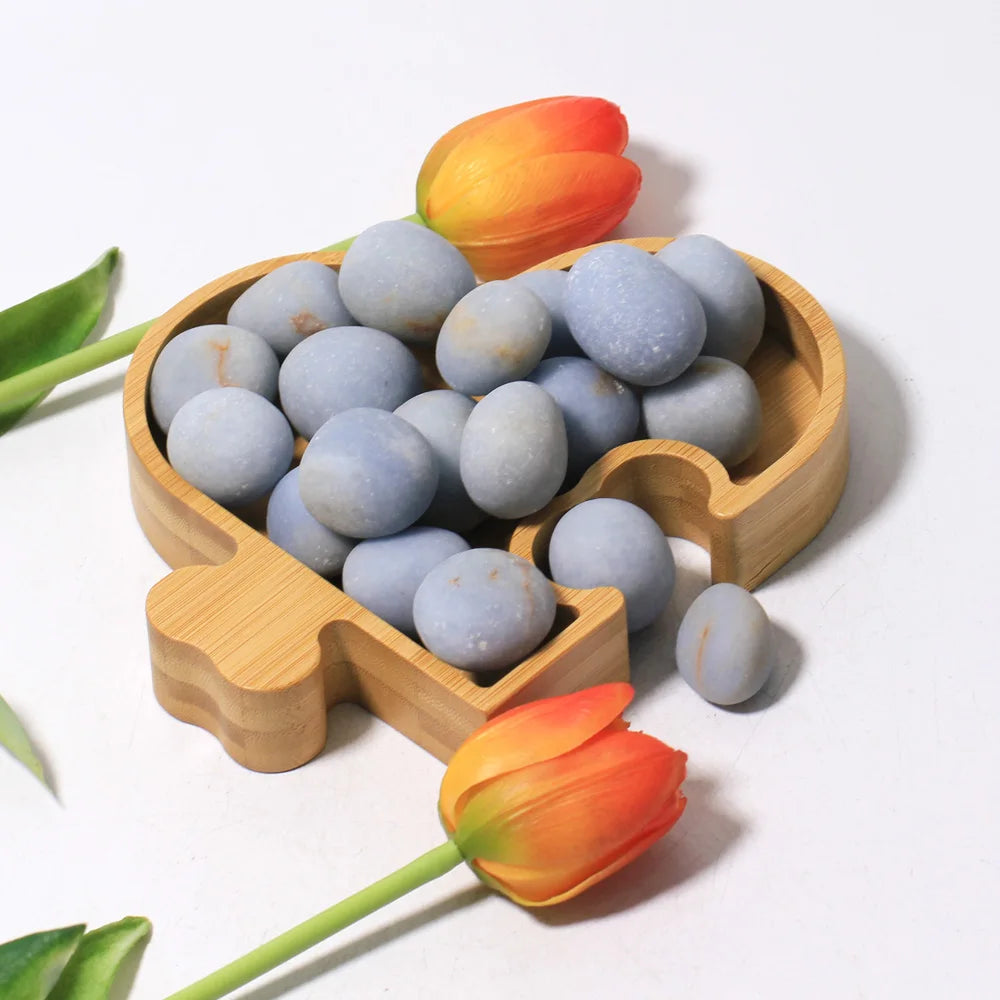 Crystal Tumbled Natural Angelite Rock Crystal Healing Stones Angelite Tumbled Palm for Home Decoration