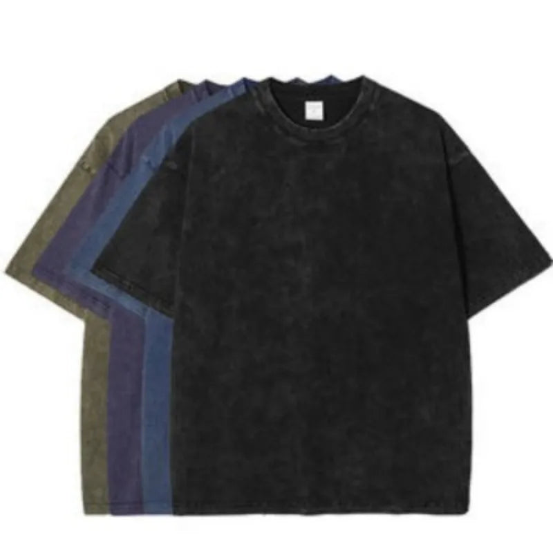 Plain Screen Fit Stone Oem Drop With  Jersey Oversized Tie Dye 3d Print Vintage Distressed Acid Wash Pullover Tshirts