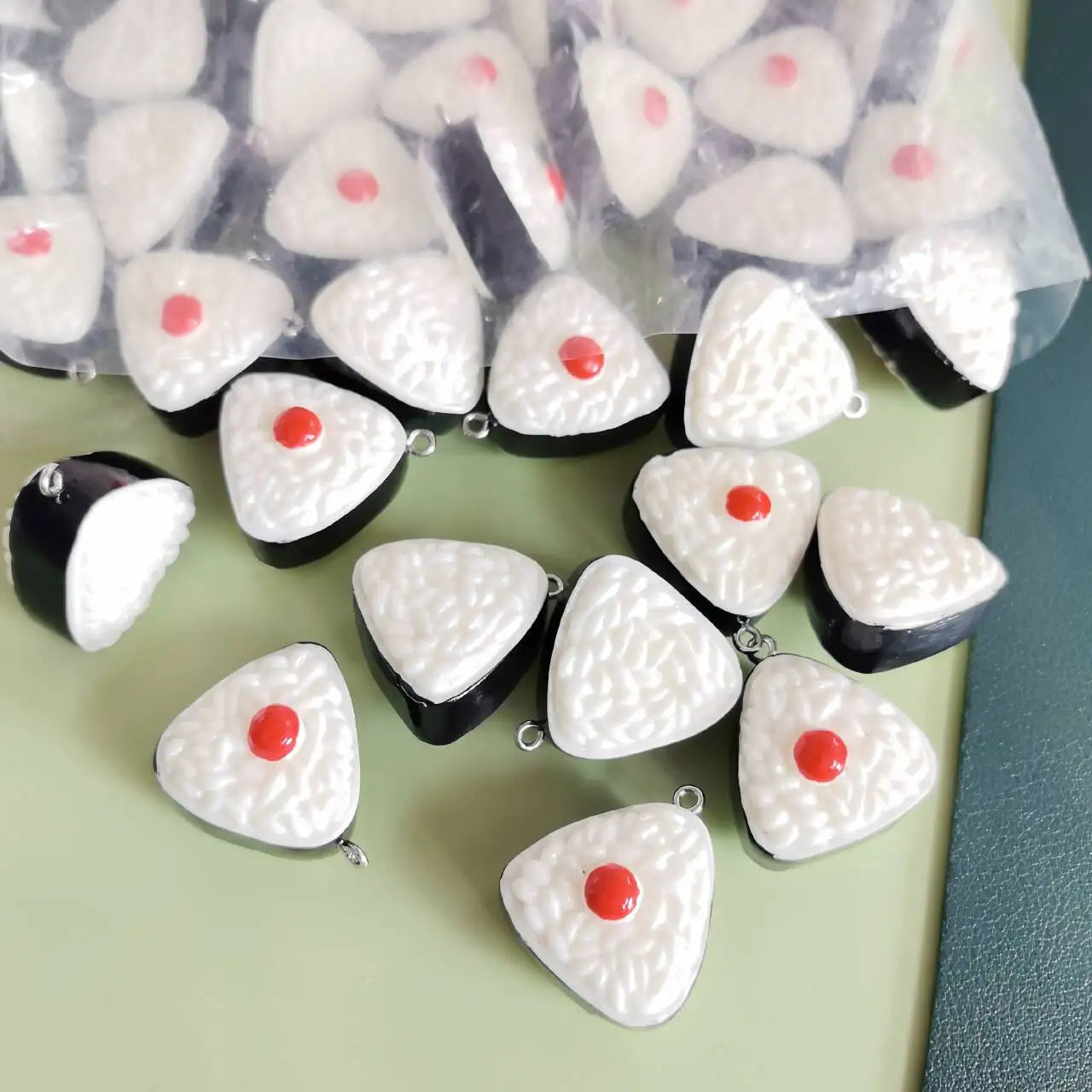 Japan Simulation Sushi Rice Ball Resin Charms Earring Findings Cute Food Keychain Necklace Pendants Diy Jewelry Accessory