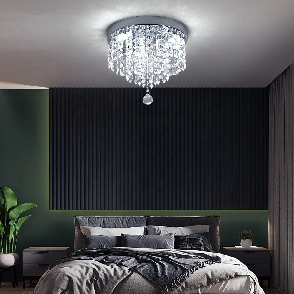 German Warehouse Crystal 15W Surface Mounted Round Modern Led Ceiling Lamp for Bedroom House Home