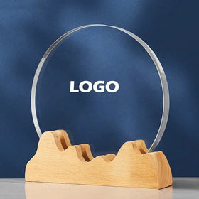 High Grade Cheap Wholesale Blank K9 Crystal Award Trophies Custom Crystal Glass Plaque Trophy with Wood Base