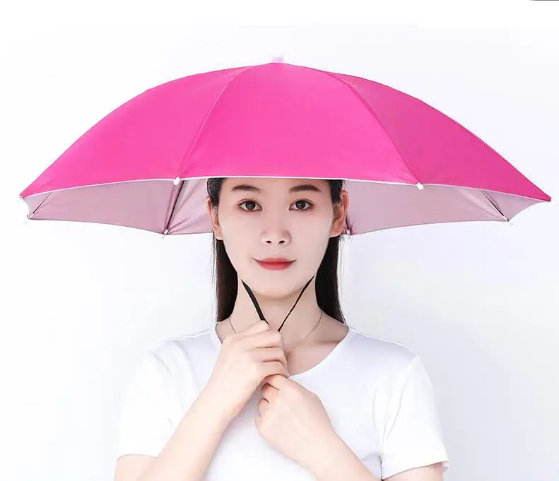 Head Umbrella Hat Headwear Umbrellas Cap for Fishing Hiking Beach Camping Head Hats Outdoor Sun-proof Custom logo