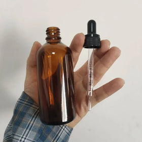 100ml Amber Brown Boston Round Glass Essential Oil Dropper Bottle with Dropper Marked with Measurement Essential Oil