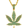 Marine Style Jewelry Necklace Green Maple Leaf Pendant Personalized Color Zircon Pendant Necklace
