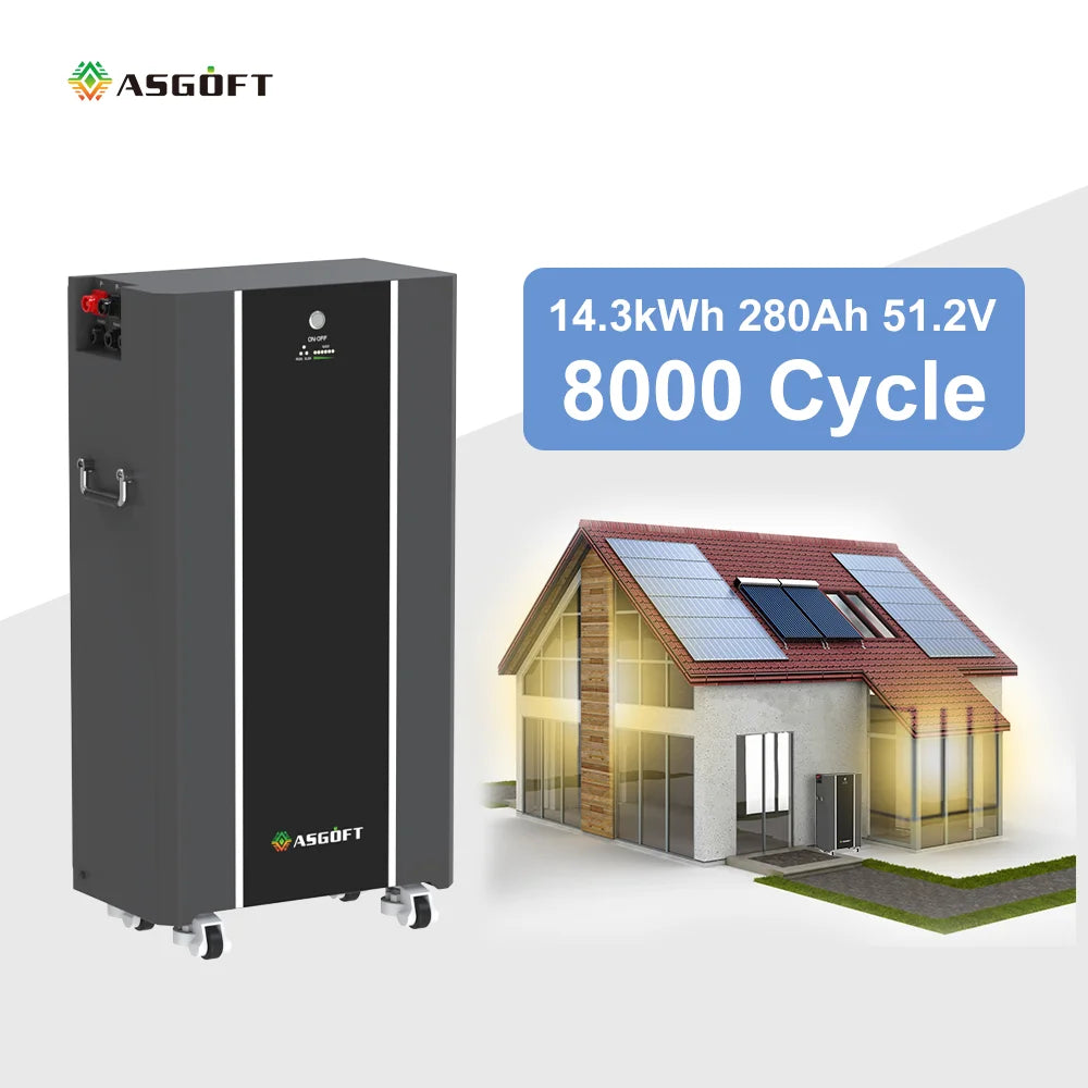 Stand Alone 14.3KWH Battery 51.2V 280Ah Home LifePO4 Lithium Solar System 300Ah 143Kwh Low Voltage Home Appliance Energy Storage
