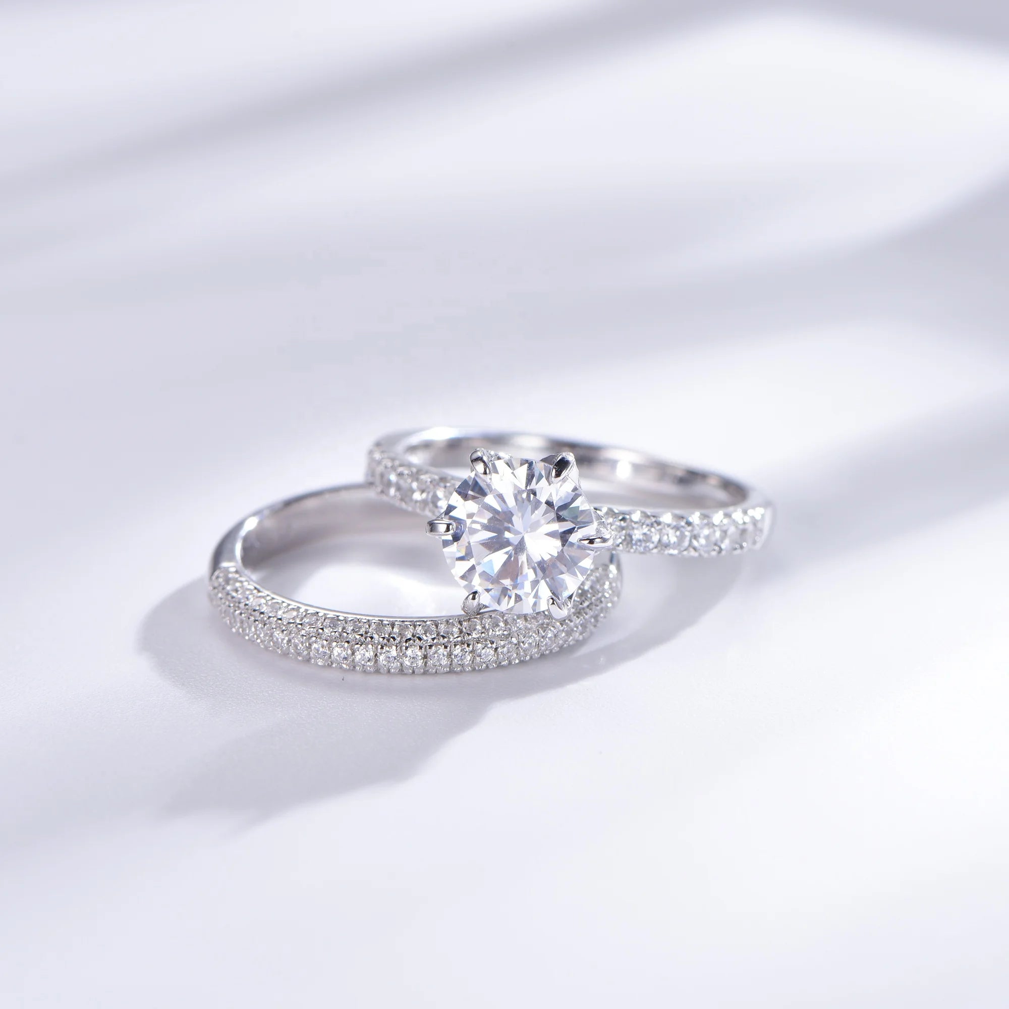 Kirin 925 Silver Engagement Ring Set Classic Gold Wedding Band for Men and Women Rhodium Plated for Parties