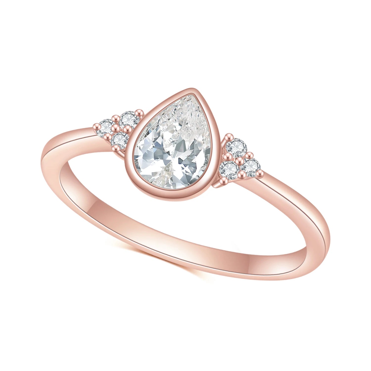 OL1032 Abiding Jewelry Genuine Moissanite Diamond 925 Sterling Silver Jewelry Factory Bezel Setting Wedding Ring Women