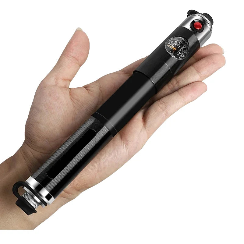 Portable 160psi Aluminium Bicycle Hand Pump with Pressure Gauge Featuring Schrader Presta Valve Type for Cycling
