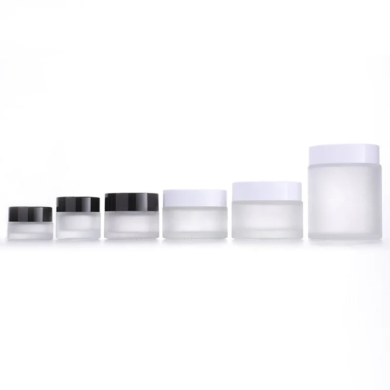 Wholesale 5g 10g 15g 20g 30g 50g 100g Empty Round Pots Lotion Containers Candle Jar Frosted Glass Cosmetic Cream Jars With Lids