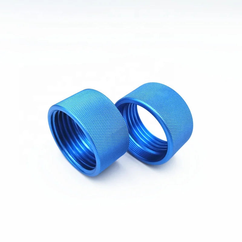 According to Drawing OEM Blue Anodized Knurled CNC turning Aluminum Nut Made in DongGuan