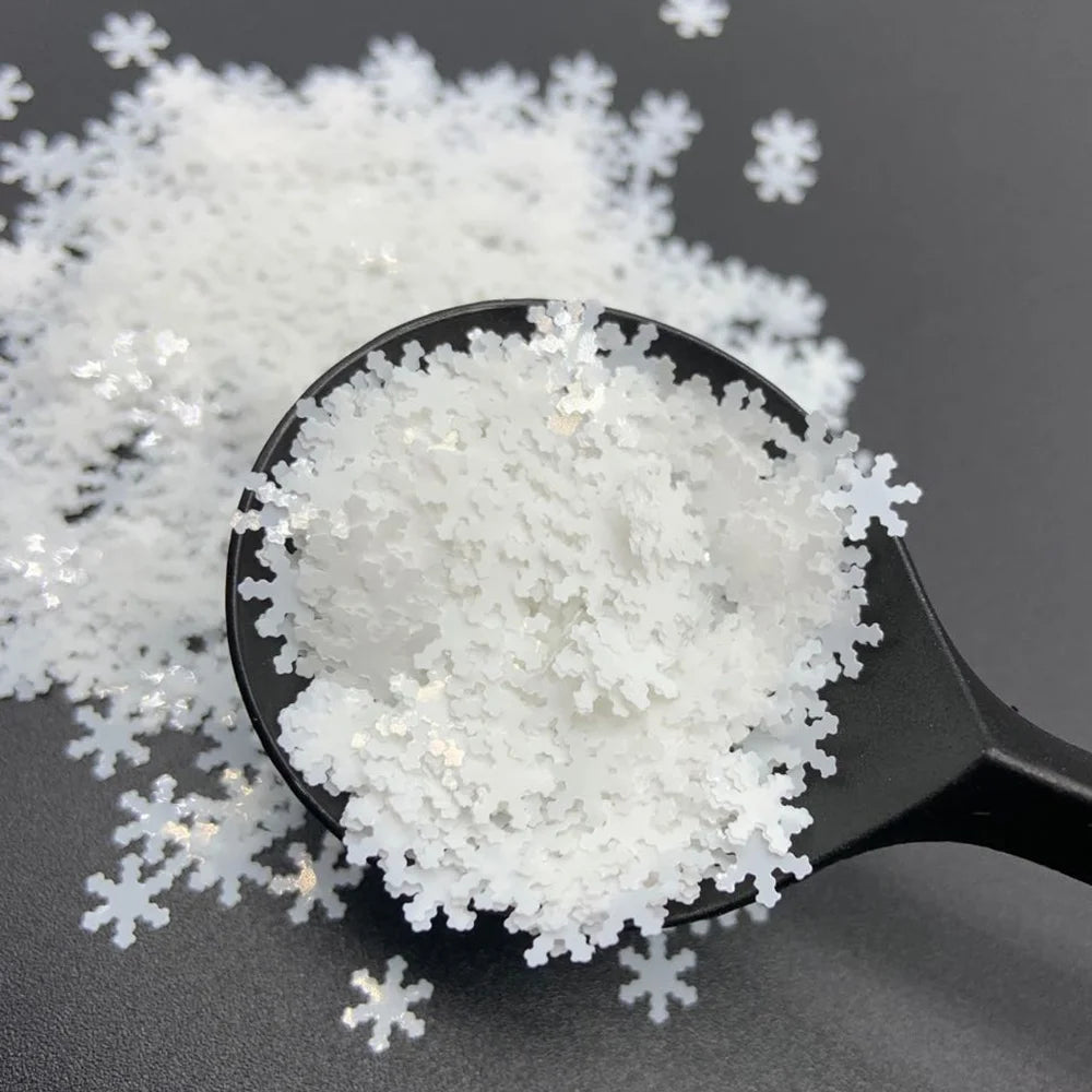 Christmas Decoration Bulk Snowflakes Shaped Glitter White Snowflake Sprinkles Glitter Sequins for Resin Tumbler Slime Nail Arts