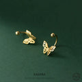 Wholesale Romantic Hollow Butterfly Screw Bead Stud Earrings 925 Sterling Silver Jewelry Classic Party Jewelry for Teens Gift