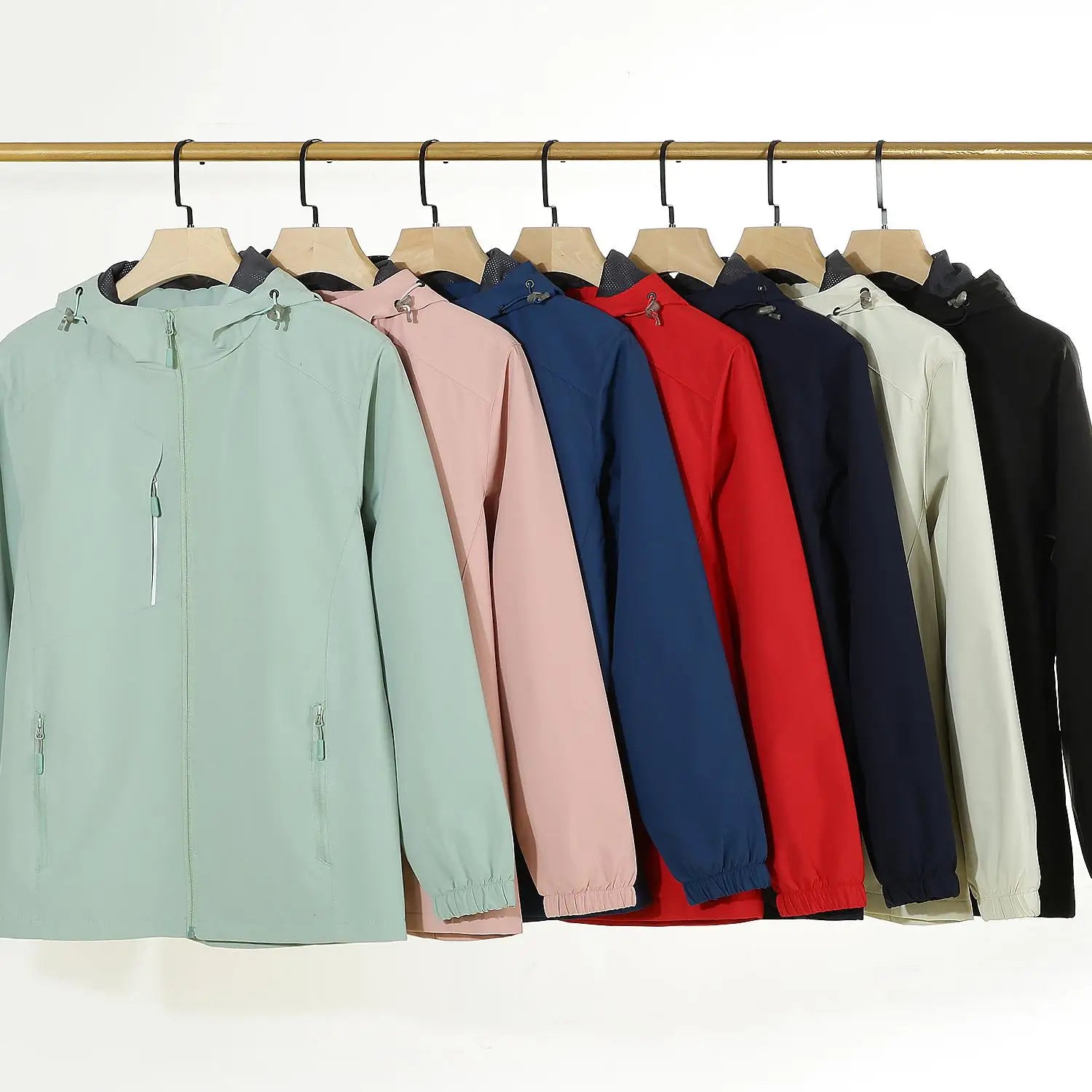 Thin Pure Color 100% Polyester Waterproof Breathable Clothing Fleece Woman Outdoor Hooded Jacket Sun protection Jacket