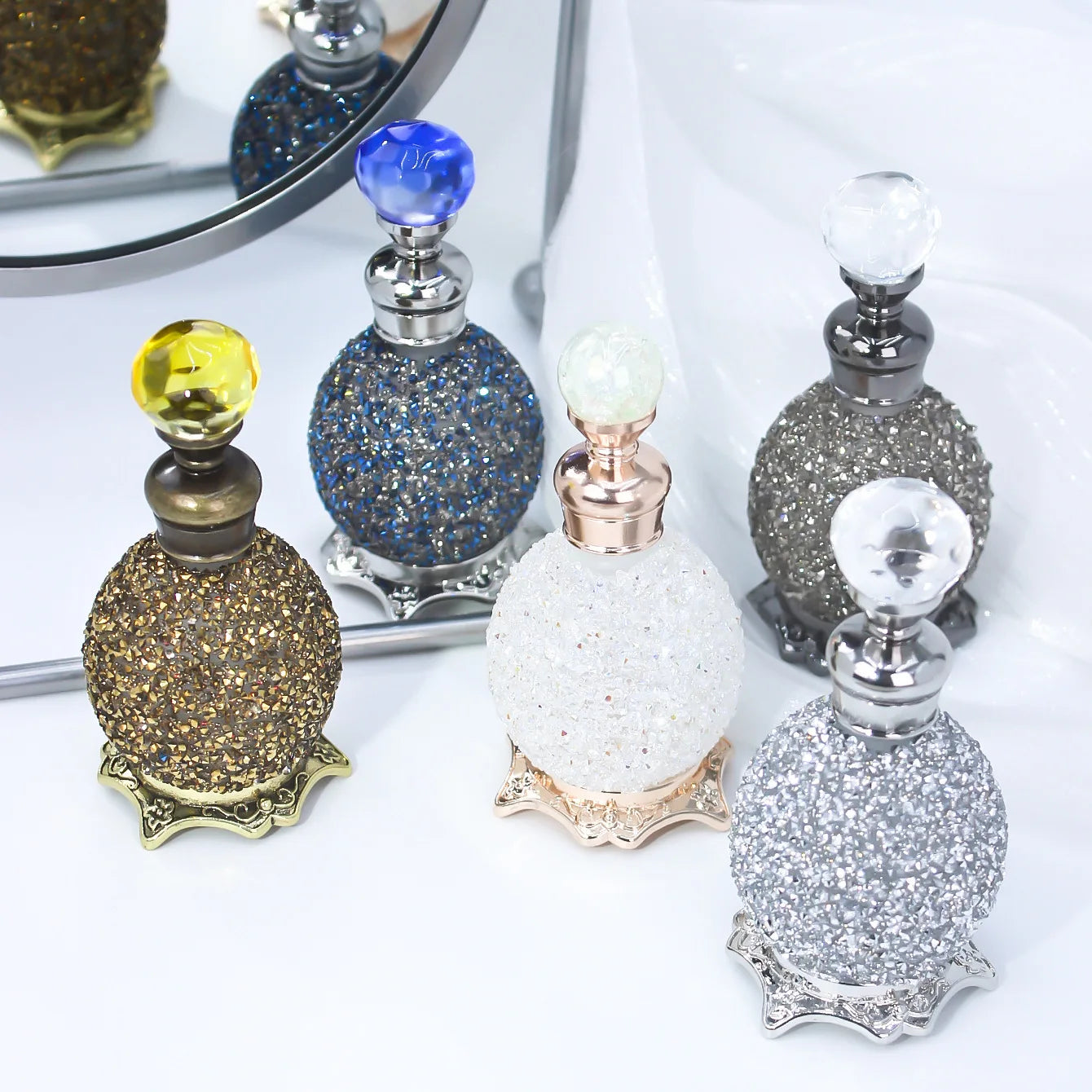 In Stock 15ml Rhinestone Perfume Bottle  Sparkling Dubai Essential Oil Dispenser Bottle