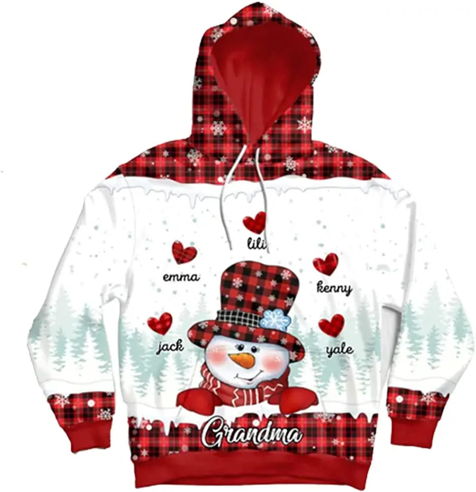 Fitspi Wholesale Christmas Snowman Hoodies Sweet Heart Personalized 3d Hoodie Multicolor Sweatshirt Pullover