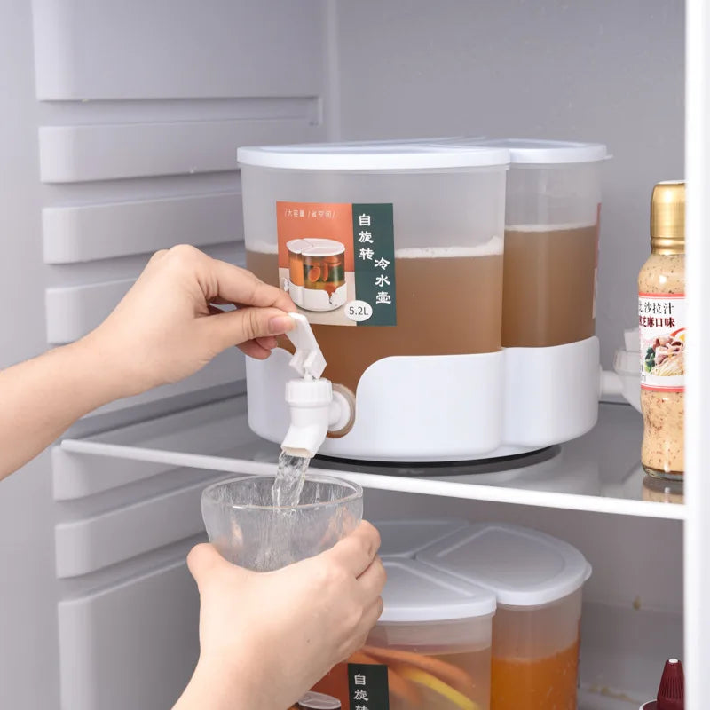 5.2L Cold Water Bucket with Faucet Refrige Fruit Tea Boxes Cold Drink Bucket Tea Kettle Juice Container