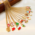 COOL Cute Cartoon Christmas Reindeer Bell Snowflake 18K Gold Plated Stainless Steel Pendant Necklace Women Child Fashion Jewelry MegaBDM