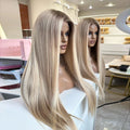 24 Inch Silvery White Lace Top Russian Remy Human Hair Glueless Double Draw Hd Frontal Jewish Lace Top Wigs