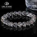 JD Fashion Women's Handmade Reiki Healing Crystal Round Bead Bracelet Natural Herkimer Crystal Strand Bangles Jewelry