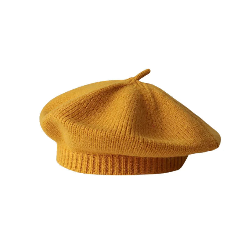 Yihaoyi Factory Custom Embroidered Beret Soft Lined Tinted Denim Hat Pure Hand Knitted Beret for Beach Sports Party Ski Fishing