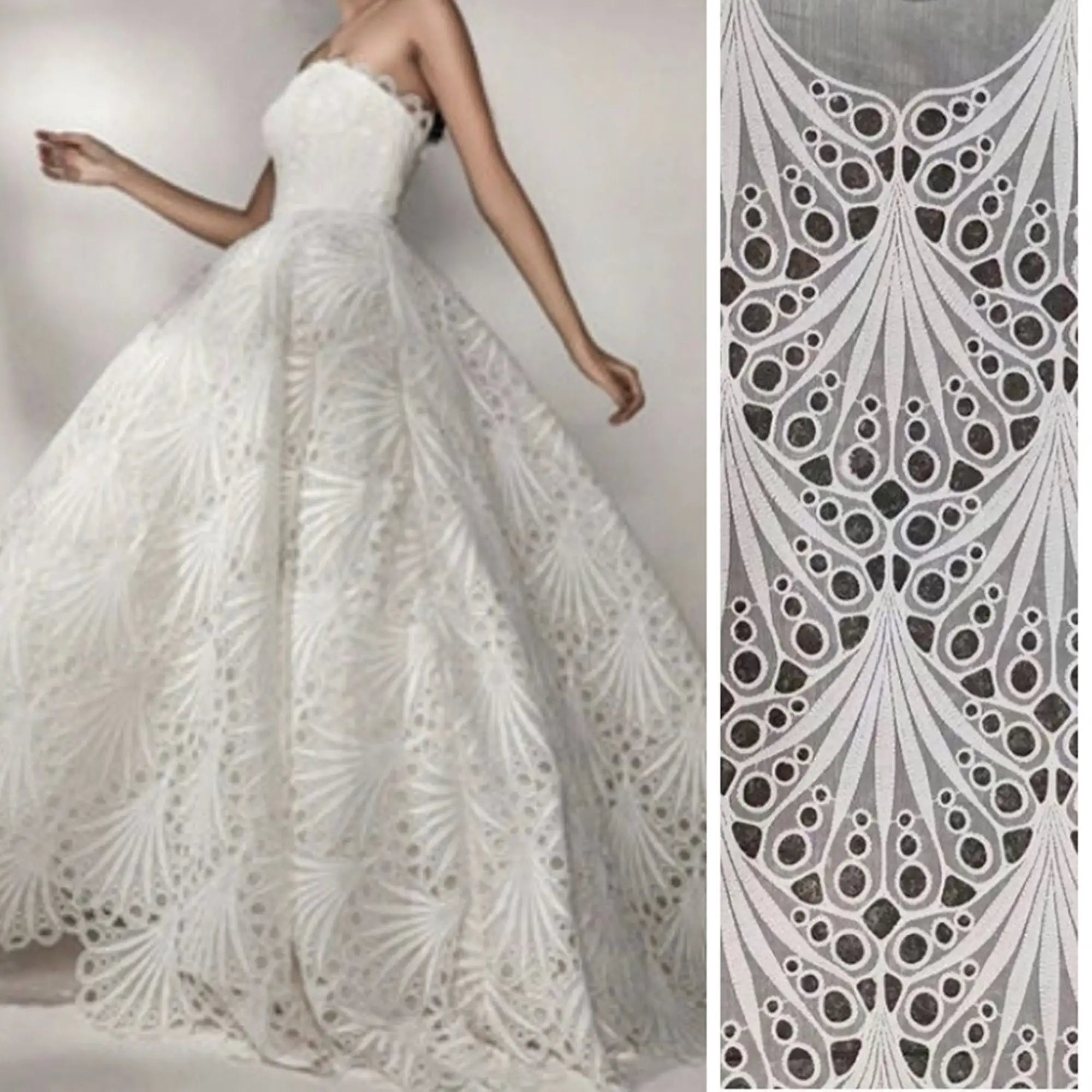 Wholesale Luxulry Water Soluble Cord Wedding Evening Fabric Guipure Dress Lace Fabric