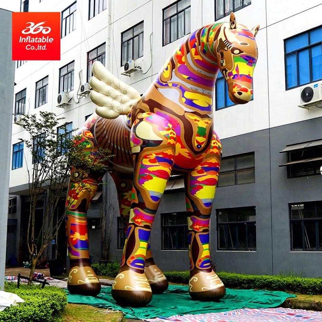 360 Inflatable 12m (40ft) Advertising PVC Cartoon Horse Balloon-Waterproof & Durable Electric Pump Inflatable Custom Design