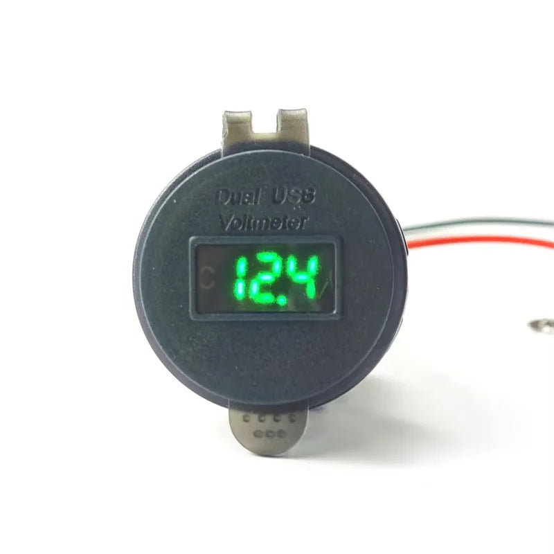DDP Waterproof Digital Voltage 12V-24V Volt Type C QC 3.0 Dual USB Charging Meter Car Motorcycle Boat Universal Voltmeter