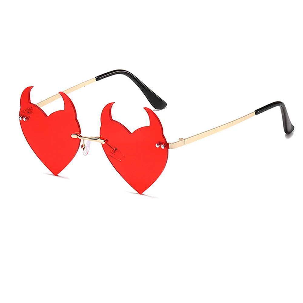 Sparloo Custom Fashion Party Sunglasses 10400 Red Lens Frameless Rimless Alloy Frame with Acrylic Lenses