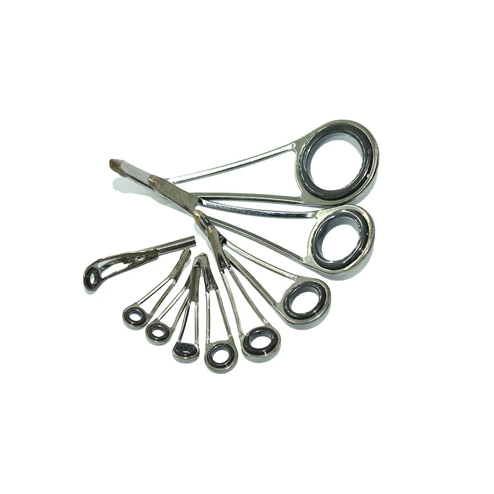9pcs/Kit Rock Trout Fishing Rod Guides Ultra Light High Leg Stainless Steel Guide Rod DIY Repair Refit Re-assembly
