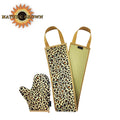 Custom 2 Piece Set Soft Velvet Tanner Body Sunless Tan Self Tan Back Applicator Brown Leopard Print Self Tanning Mitt Glove Set
