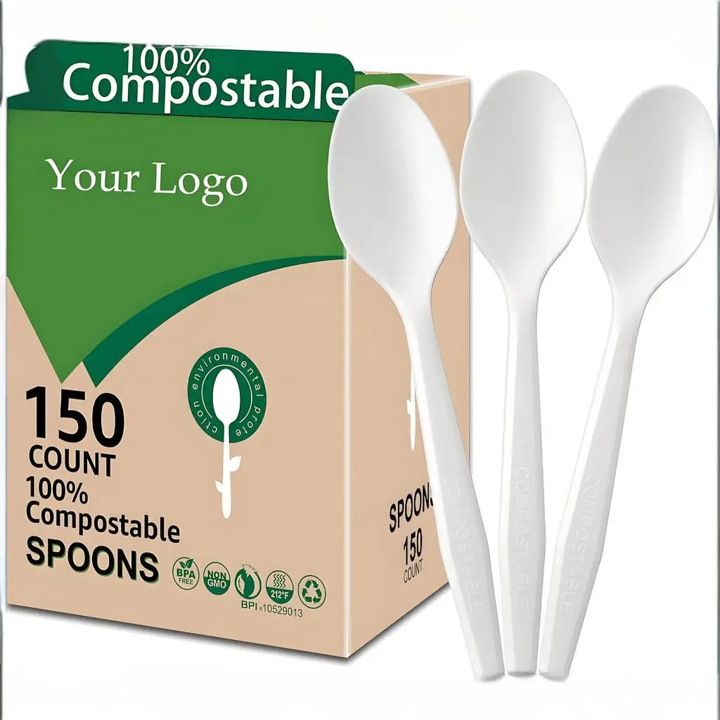 Wholesale Luxury Biodegradable CPLA White Cutlery Set Disposable Spoon Fork Knife Kit for Camping Wedding Party