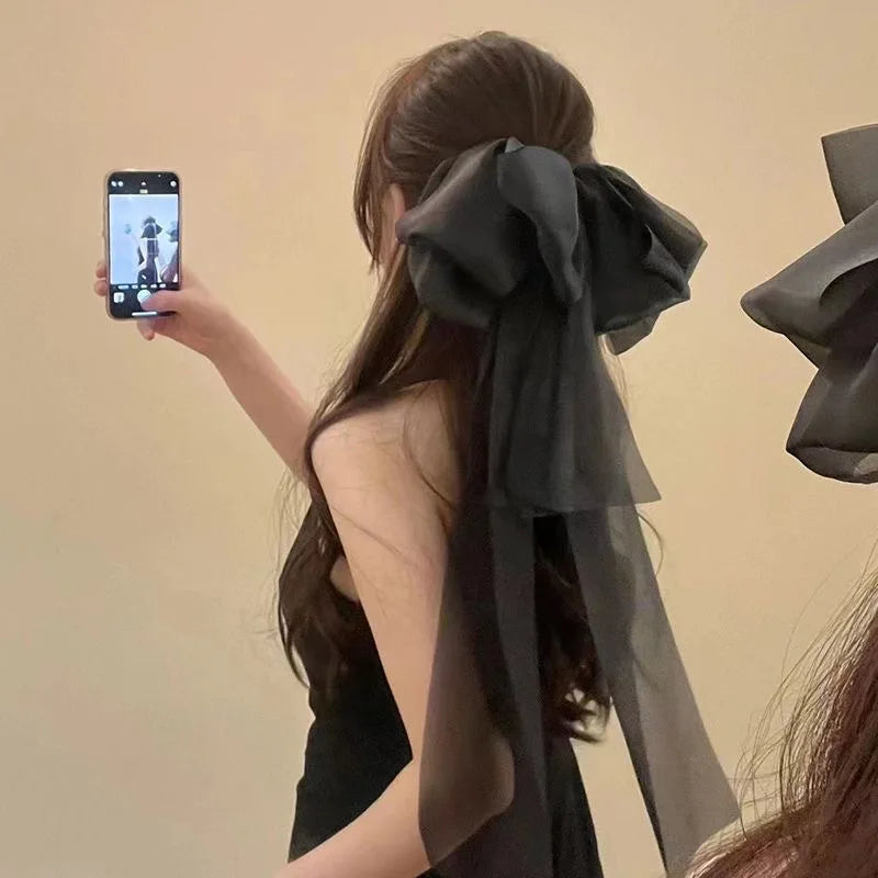 Oversized Bow Hair Clip for Women Girls Bowknot Hairpin Large Organza Ribbon Hair Bows Hair Barrettes Ponytail Clip Headwear