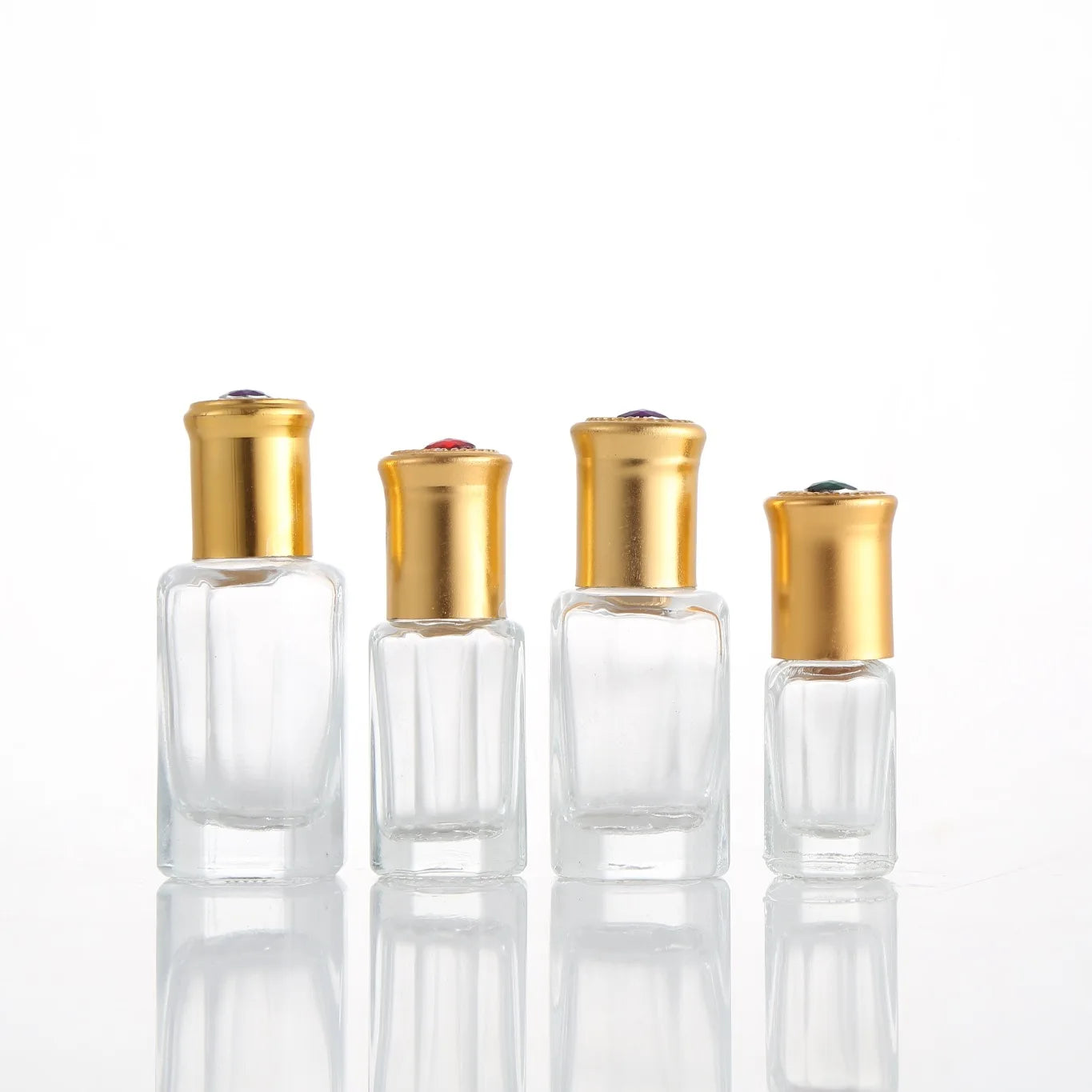 3ml 6ml 9ml 12ml Wholesale Empty Perfume clear Octagon Attar Glass Essential Oil Roller Bottles