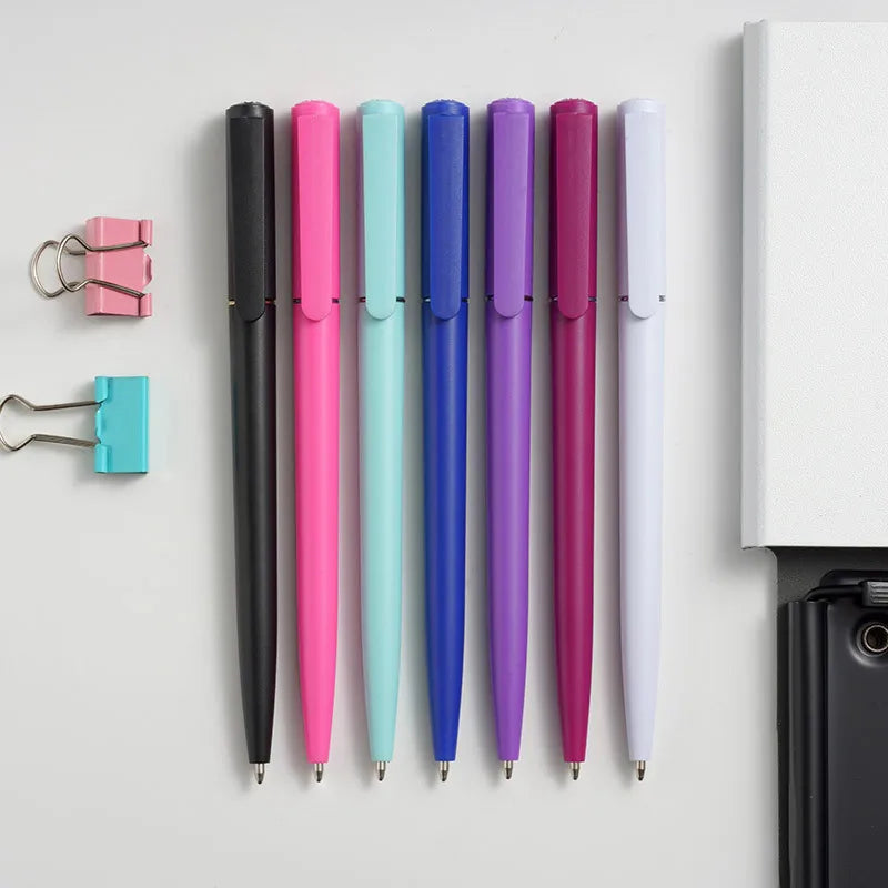 Color Hotel Ballpoint Pen Customized LOGO Bank Specific Advertising Pen Customized Rotating Frosted Black Oil Pen