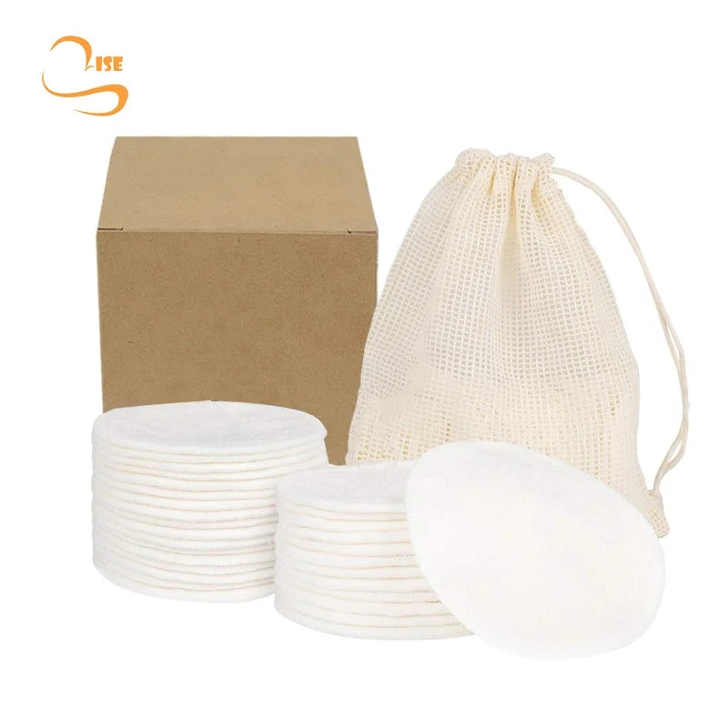 3.15" Round Reusable Bamboo Cosmetic Cleansing Pads Organic Laundry Bag Soft Girls Private Label Makeup Remover Pad