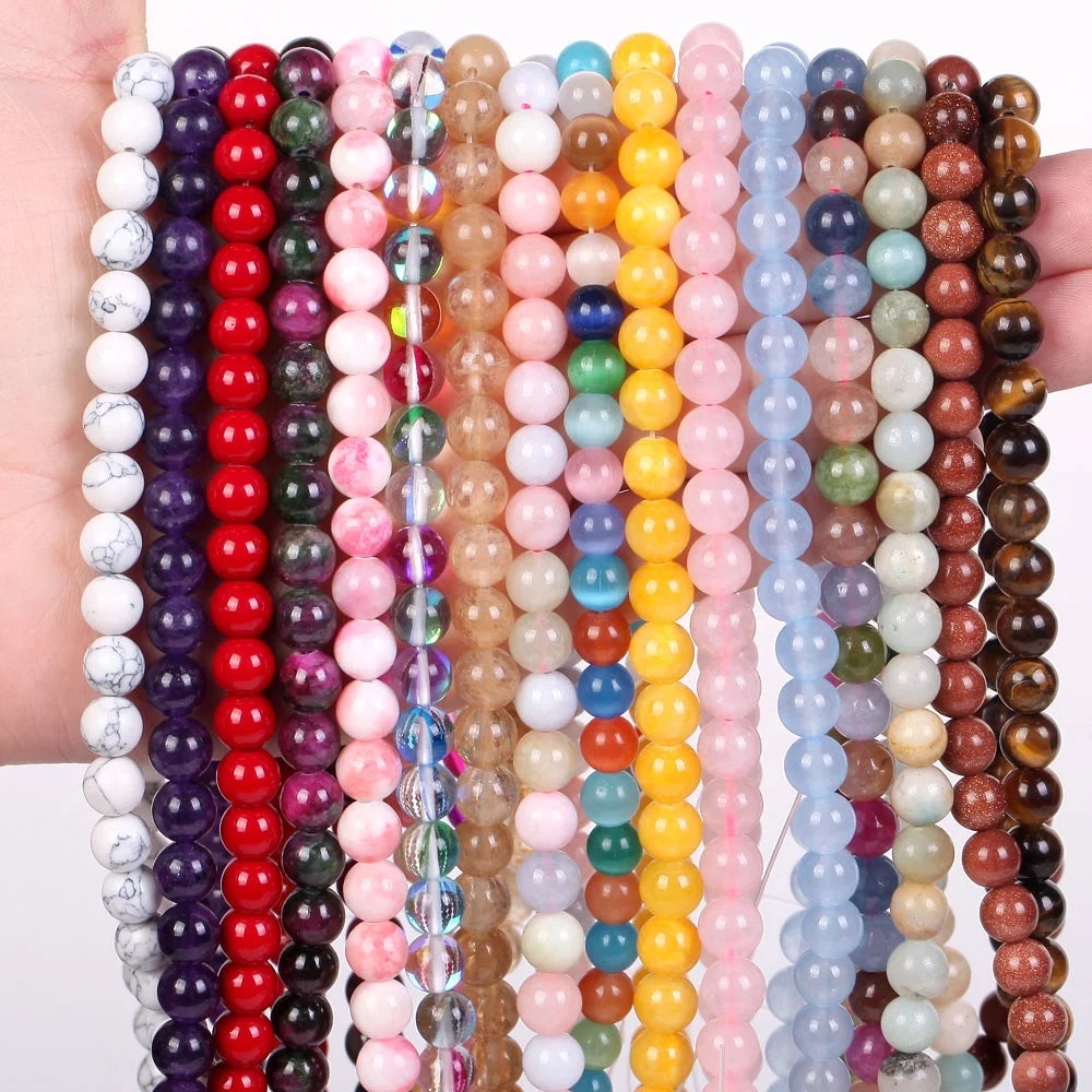 4 6 8 10mm Tiger Eye Lava Amazonite Turquoises Agates Jaspers Quartz Garnet Natural Stone Beads Jewelry Making DIY Bracelets
