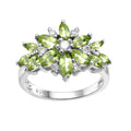 A3732 Abiding Jewelry Fancy Natural Peridot Gemstone 925 Sterling Silver Snowflake Ring Picnic Ring Girl Accessory Jewelry