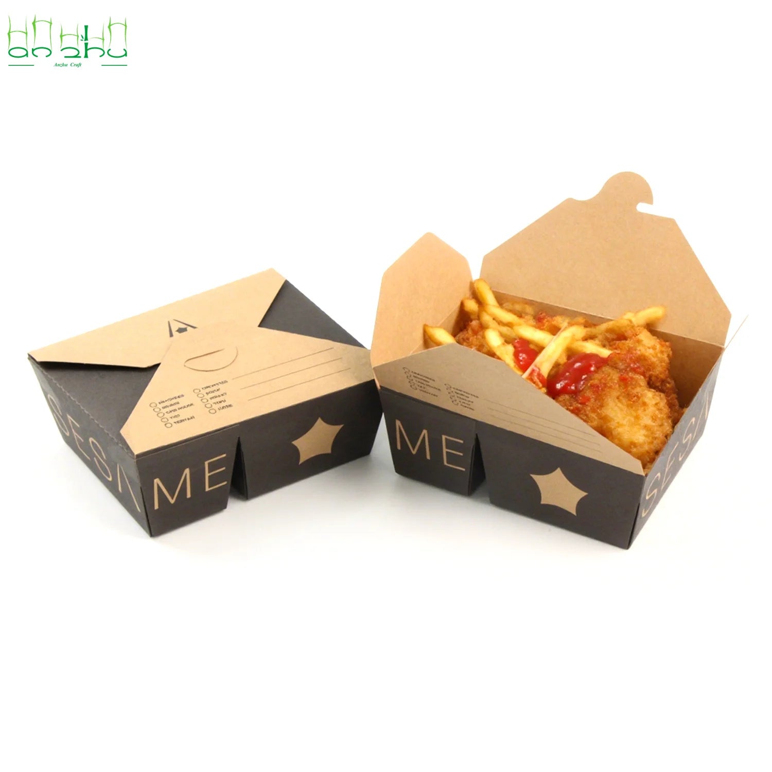 Free Sample Custom Logo Printed High-End Matt Lamination Kraft Corrugated Paper Box for Burger Food Sushi Packaging Square Shape