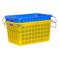 Large Heavy Duty HDPE Stackable Nestable Fruits and Vegetables Harvest Moving Basket Plastic Mesh Crate with Steel Handle