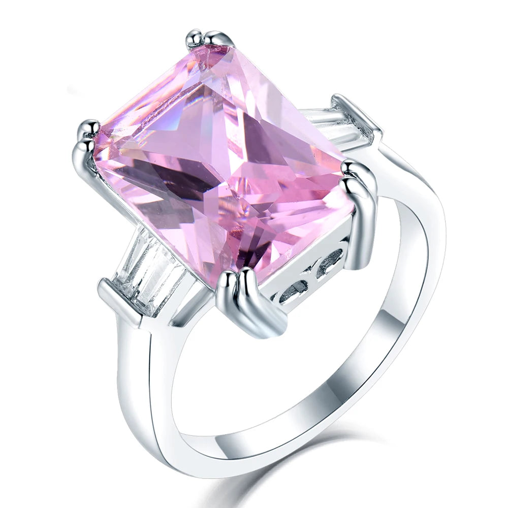 Jewelry Manufacturer Original Design Silver Jewelry Ring Big CZ Octagon Sterling 925 Silver Ring for Women
