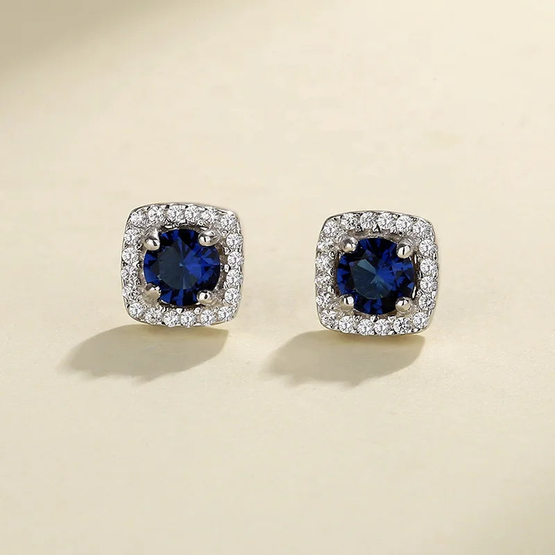 Fashionable Women's AAA Zircon Silver Square Fashion 925 Silver Moissanite Wedding Earrings for Brides